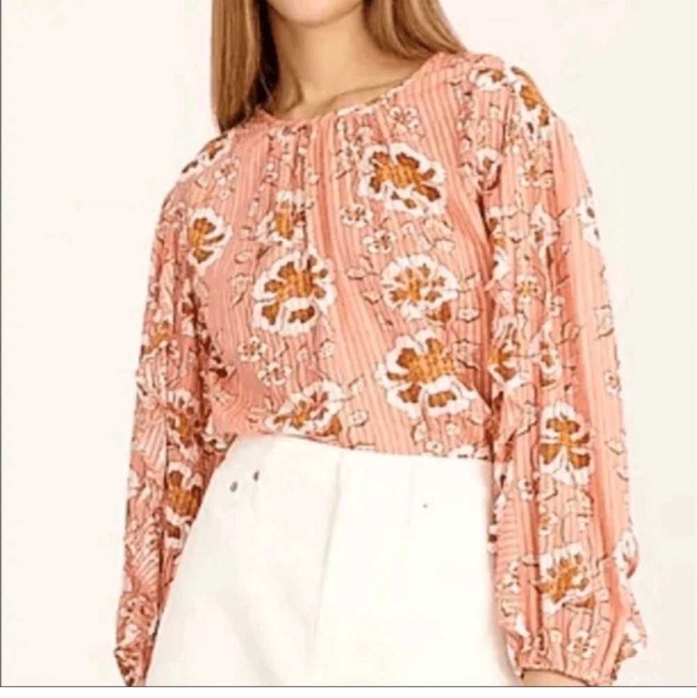 J Crew Ruffle Sleeve Climbing Floral Blouse